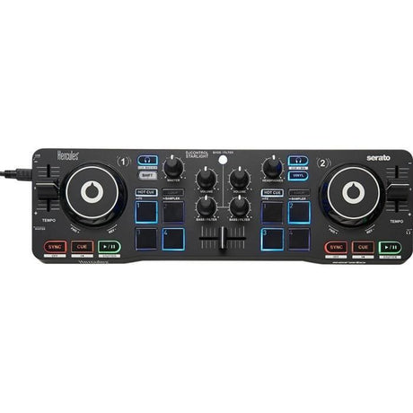 HERCULES DJ CONTROL STARLIGHT - Contrôleur DJ USB portatif - 2 pistes - 8 pads - Carte son intégrée - Serato DJ Lite inclus