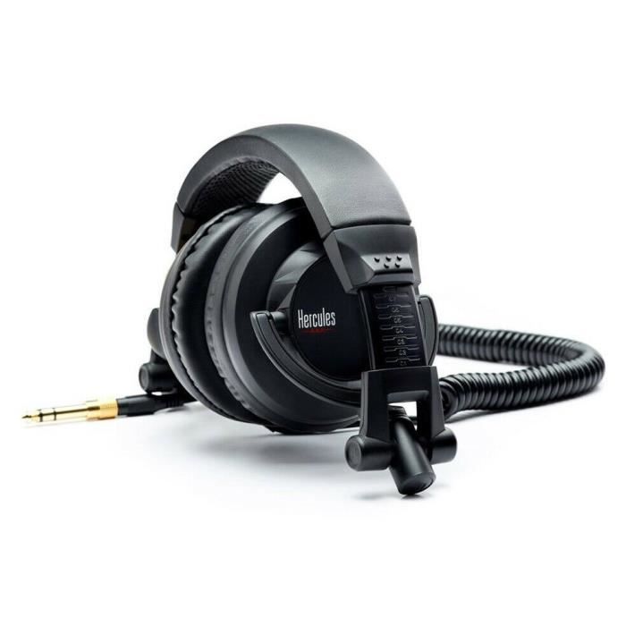 HERCULES HDP DJ45 - Casque DJ a haute performance - Pliable - Ecouteurs pivotants - Câble de 2m - Impédance 60 ohms - Noir