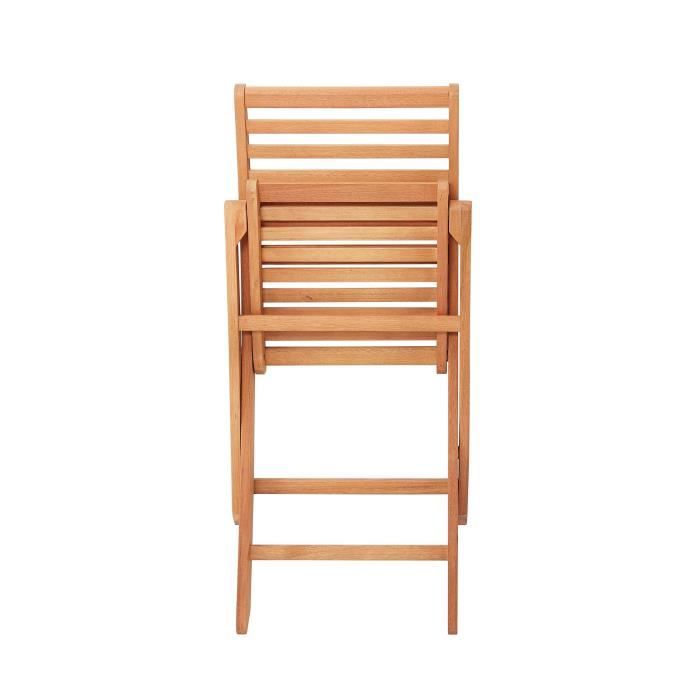 Lot de 4 chaises de jardin pliantes - EDEN - Bois Eucalyptus FSC - 57,5 x 46,5 x H90 cm