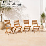 Lot de 4 chaises de jardin pliantes - EDEN - Bois Eucalyptus FSC - 57,5 x 46,5 x H90 cm