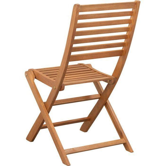Lot de 2 chaises de jardin pliantes - EDEN - Bois Eucalyptus FSC - 57,5 x 46,5 x H90 cm