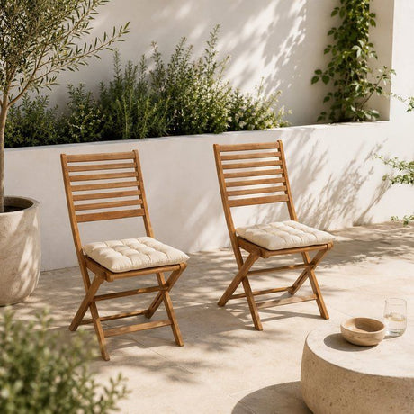 Lot de 2 chaises de jardin pliantes - EDEN - Bois Eucalyptus FSC - 57,5 x 46,5 x H90 cm