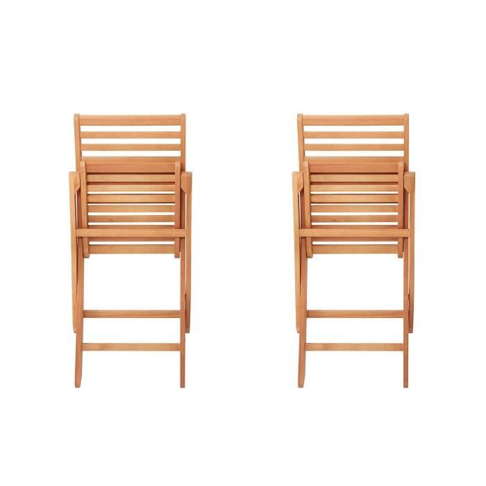 Lot de 2 chaises de jardin pliantes - EDEN - Bois Eucalyptus FSC - 57,5 x 46,5 x H90 cm