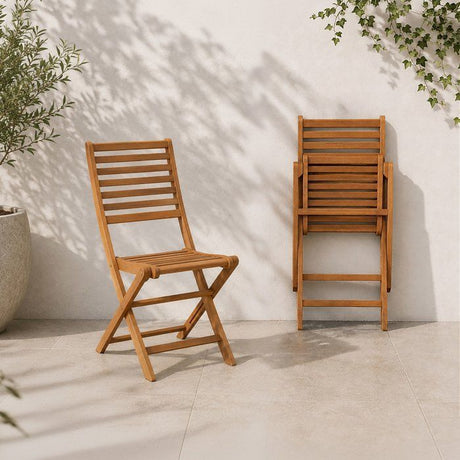 Lot de 2 chaises de jardin pliantes - EDEN - Bois Eucalyptus FSC - 57,5 x 46,5 x H90 cm