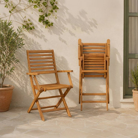 Lot de 2 fauteuils de jardin pliants - EDEN - Bois Eucalyptus FSC - 57,5 x 52,5 x H91 cm
