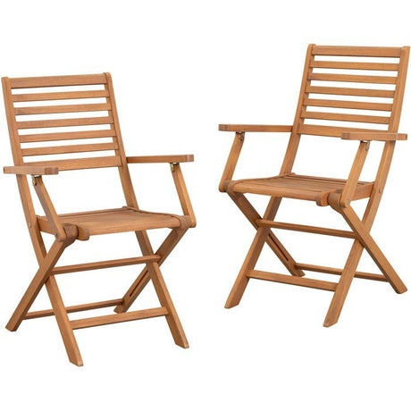 Lot de 2 fauteuils de jardin pliants - EDEN - Bois Eucalyptus FSC - 57,5 x 52,5 x H91 cm
