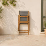 Lot de 4 chaises de jardin pliantes en bois d'acacia FSC - EDEN - Assise textilene - Gris - 58 x 58 x H90 cm