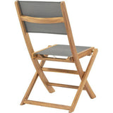 Lot de 4 chaises de jardin pliantes en bois d'acacia FSC - EDEN - Assise textilene - Gris - 58 x 58 x H90 cm