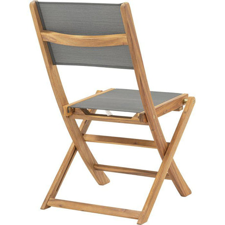 Lot de 2 chaises de jardin pliantes en bois d'acacia FSC - EDEN - Assise textilene - Gris - 58 x 58 x H90 cm
