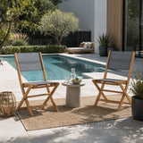Lot de 2 chaises de jardin pliantes en bois d'acacia FSC - EDEN - Assise textilene - Gris - 58 x 58 x H90 cm