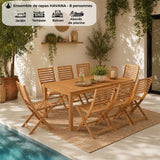 Ensemble repas de jardin - HAVANA - Bois Eucalyptus FSC - Table 180 x 90 cm + 8 chaises - 8 personnes