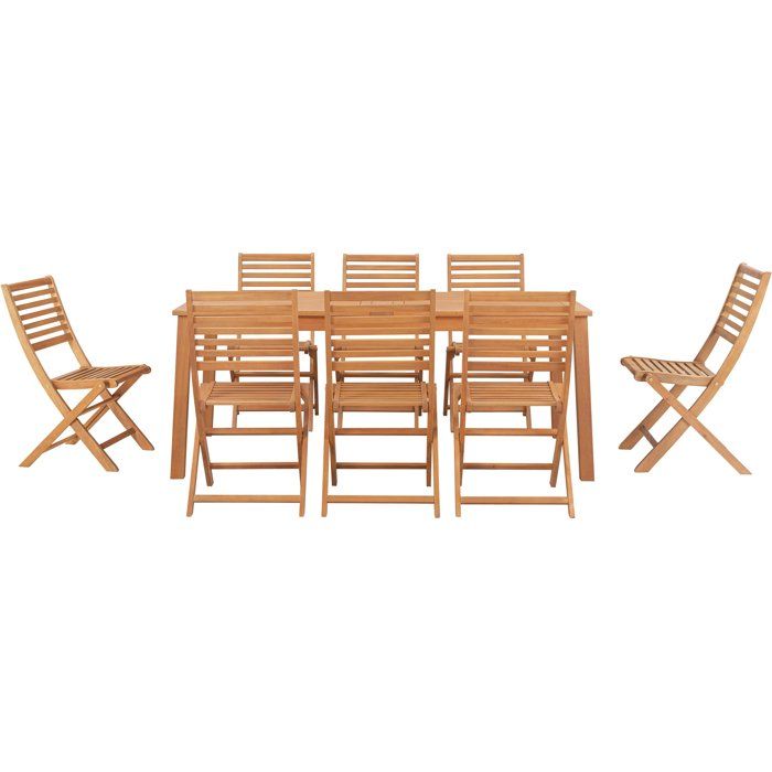 Ensemble repas de jardin - HAVANA - Bois Eucalyptus FSC - Table extensible 180/230/280 x 100 cm + 8 chaises - 8 a 12 personnes