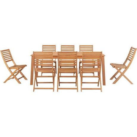 Ensemble repas de jardin - HAVANA - Bois Eucalyptus FSC - Table extensible 180/230/280 x 100 cm + 8 chaises - 8 a 12 personnes