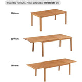 Ensemble repas de jardin - HAVANA - Bois Eucalyptus FSC - Table extensible 180/230/280 x 100 cm + 8 chaises - 8 a 12 personnes