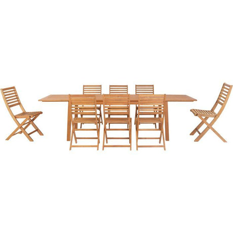 Ensemble repas de jardin - HAVANA - Bois Eucalyptus FSC - Table extensible 180/230/280 x 100 cm + 8 chaises - 8 a 12 personnes