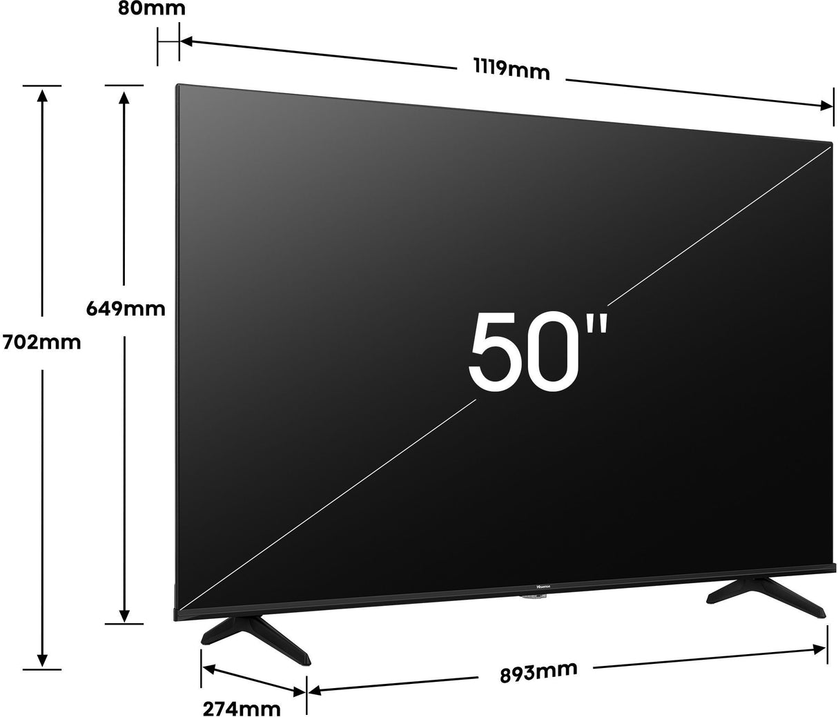 Hisense 50E7NQ - TV QLED 50 (126 cm) - 4K UHD 3840x2160 - HDR10 - TV connecté - 3xHDMI 2.1 - WiFi