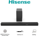 Barre de son - HISENSE - Caisson de basses sans fil - Bluetooth - 3.1 CH - Max 480 W