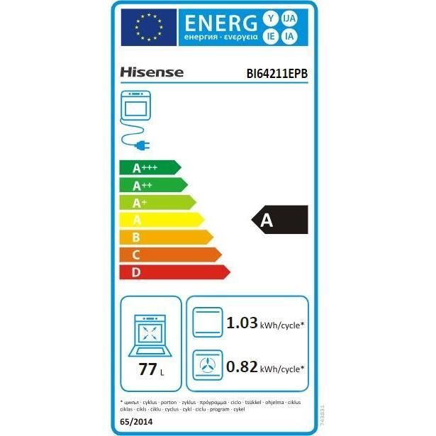 Four encastrable pyrolyse - HISENSE - BI64211EPB - Noir - Multifonctions - 77 L - AirFry - Classe A