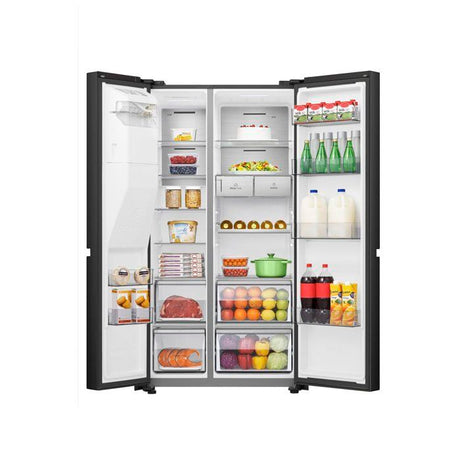 Réfrigérateur Américain - HISENSE - RS818N4TFC - 632 L - Classe C - 91 x 73 x 179 cm - Inox noir
