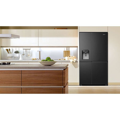 Réfrigérateur Américain - HISENSE - RS818N4TFC - 632 L - Classe C - 91 x 73 x 179 cm - Inox noir