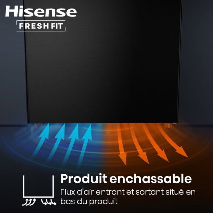 Réfrigérateur Combiné - HISENSE - RB3K330SAIE - 330 L - Classe E - 59,5 x 60 x 185 cm - Inox