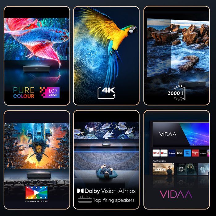 Vidéoprojecteur - HISENSE - PL1 - Laser Cinema - 4K UHD - Ultra Courte Focale - 2100 Lumens - Dolby Vision & Atmos - Smart TV VIDAA