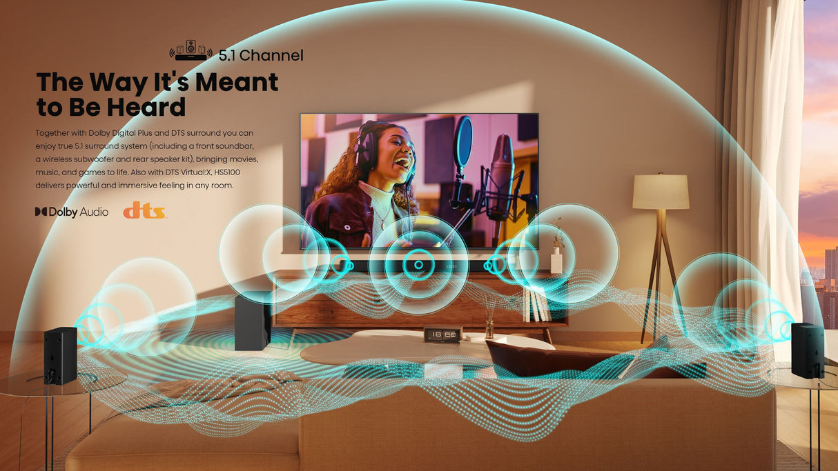 Barre de son - HISENSE - Caisson de basses sans fil & enceintes arrieres - Bluetooth - 5.1 CH - 540 W