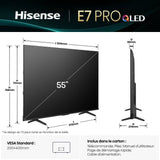 Hisense 55E7Q Pro - TV QLED 55 (139 cm) - 4K UHD 3840x2160 - 144 Hz - HDR10+ - TV connecté - 4xHDMI 2.1 - WiFi