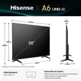 Hisense 58A6Q - TV LED 58 (146 cm) - 4K UHD 3840x2160 - HDR10+ - TV connecté - 4xHDMI 2.1 - WiFi