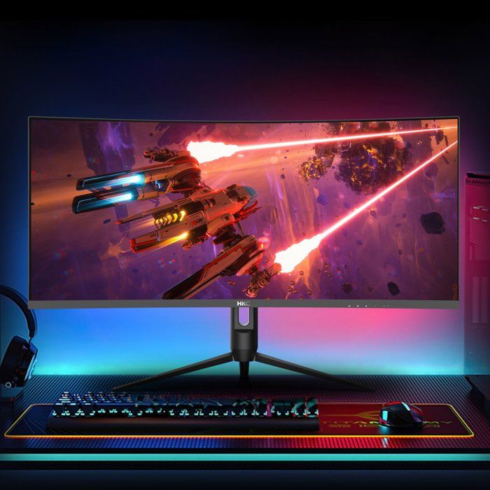 Ecran PC Gamer Incurvé - HKC - 34 - 200Hz - UWQHD  - Dalle VA - 1ms - Ajustable en hauteur - CG345U