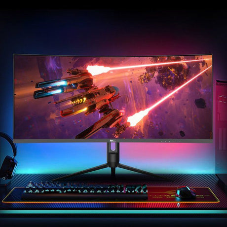 Ecran PC Gamer Incurvé - HKC - 34 - 200Hz - UWQHD  - Dalle VA - 1ms - Ajustable en hauteur - CG345U
