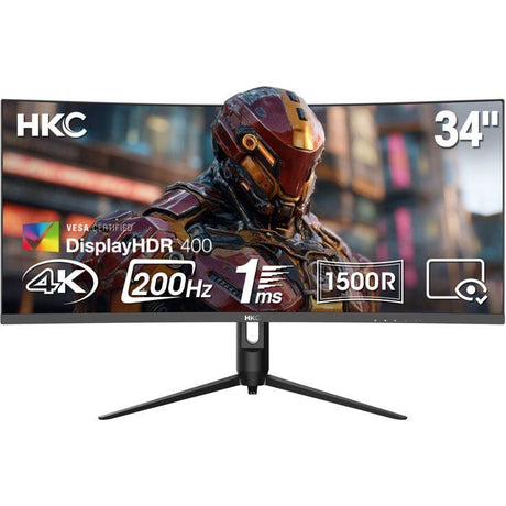 Ecran PC Gamer Incurvé - HKC - 34 - 200Hz - UWQHD  - Dalle VA - 1ms - Ajustable en hauteur - CG345U