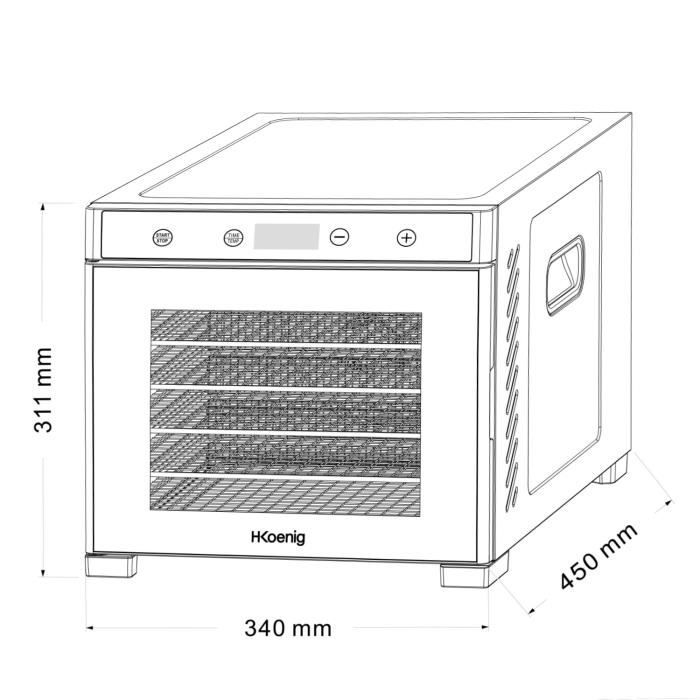 Déshydrateur HKoeNIG - DSY900 - Température de 35°C a 70°C - Minuterie intégrée - 650W