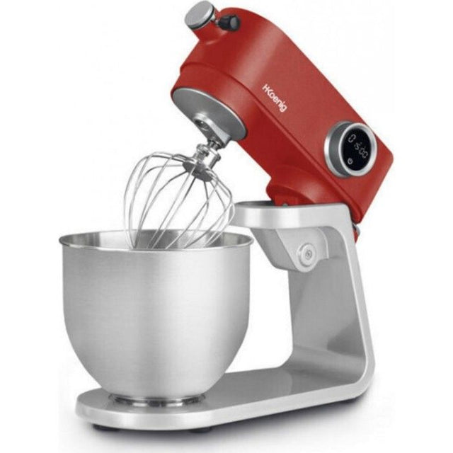 Robot pâtissier - HKoeNIG - KM124 - 5L - 8 vitesses - Rouge mat et argent