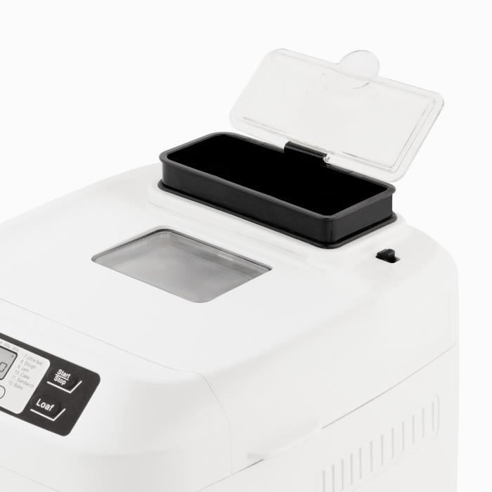 Machine a pain HKoeNIG - BAKE340 - 12 programmes - 3 niveaux de cuisson - Jusqu'a 800g de pain - 550W - Blanc