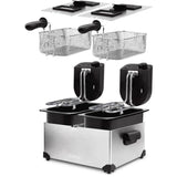 Friteuse HKoeNIG - DFX600 - Double Cuve 2x3L - Thermostats indépendants - Paniers amovibles  - Acier inoxydable - 3600W