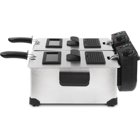 Friteuse HKoeNIG - DFX600 - Double Cuve 2x3L - Thermostats indépendants - Paniers amovibles  - Acier inoxydable - 3600W