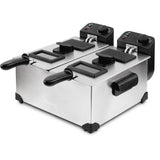 Friteuse HKoeNIG - DFX600 - Double Cuve 2x3L - Thermostats indépendants - Paniers amovibles  - Acier inoxydable - 3600W