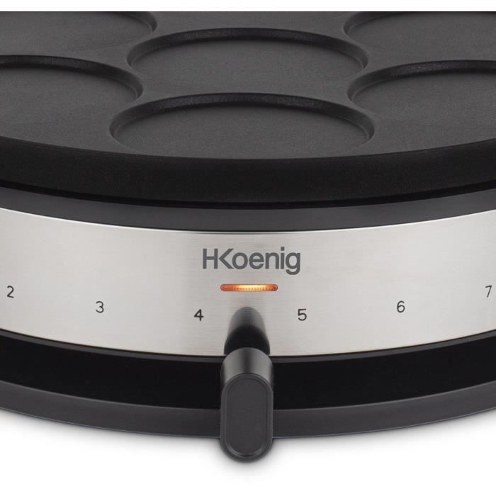 Crepiere HKoeNIG - KREP56 - Plaque réversible amovible - Surface de cuisson 33 cm - 1500W - Noir/Acier
