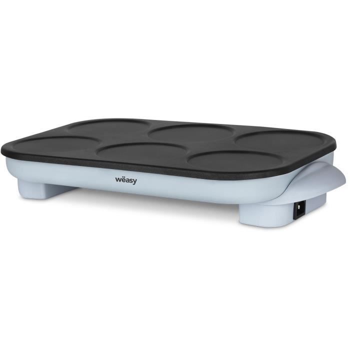 Crepiere WEASY - GOO60 - Crepes et Pancakes - 6 emplacements - Revetement anti-adhésif - Température jusqu'a 240°C - 1500W