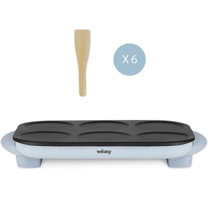 Crepiere WEASY - GOO60 - Crepes et Pancakes - 6 emplacements - Revetement anti-adhésif - Température jusqu'a 240°C - 1500W