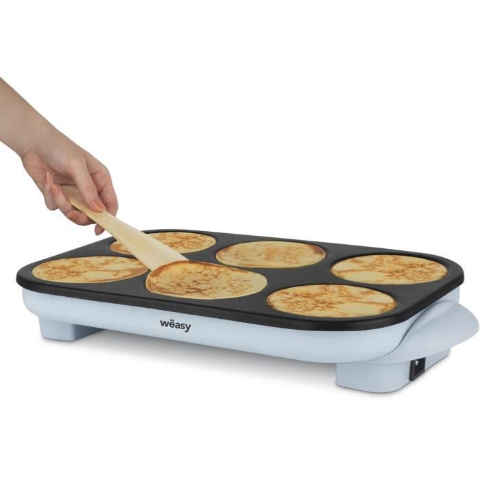 Crepiere WEASY - GOO60 - Crepes et Pancakes - 6 emplacements - Revetement anti-adhésif - Température jusqu'a 240°C - 1500W