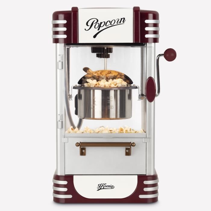 Machine a popcorn HKoeNIG - POP330 - Design retro - Capacité 50g - Lumiere intérieure de maintien au chaud - 360W