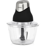 Mini hachoir électrique - H.Koenig - LEO8 - 320 W - Bol en verre 1 L - Lames en acier inoxydable - Noir mat et chrome