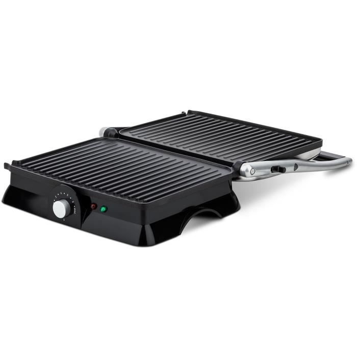 Grill électrique HKoeNIG - GR20 - Surface cuisson 29,7x23cm - Température réglable - 2000W - Inox