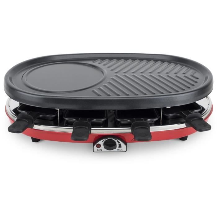Appareil a raclette 4 en 1 HKoeNIG - RP418 - Juqu'a 8 personnes - 3 plaques interchangeables - Température réglable - 1500W