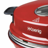 Four a pizza HKoeNIG - NAPL350 - Plaque Cuisson 32cm - Température jusqu'a 350°C - Rouge - 1200 W