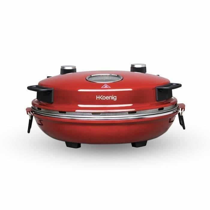 Four a pizza HKoeNIG - NAPL350 - Plaque Cuisson 32cm - Température jusqu'a 350°C - Rouge - 1200 W