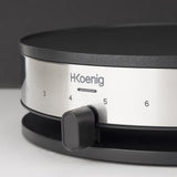 Crepiere HKoeNIG - KREP29 - Surface de cuisson 33cm - Revetement anti-adhésif - Température jusqu'a 230°C - 1300W - Bandeau Inox