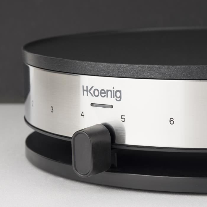 Crepiere HKoeNIG - KREP29 - Surface de cuisson 33cm - Revetement anti-adhésif - Température jusqu'a 230°C - 1300W - Bandeau Inox